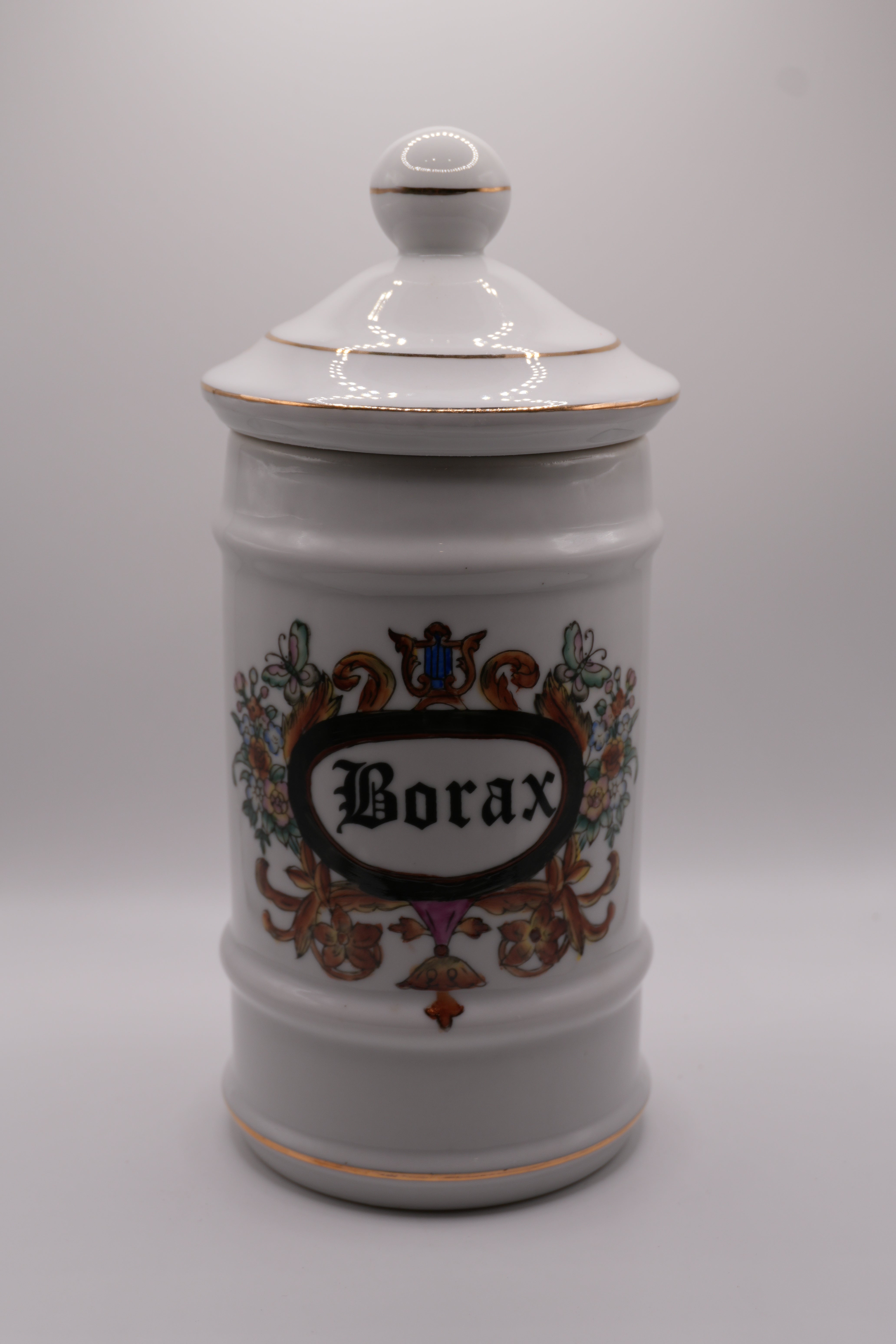 Paris Royal Borax Apothecary Porcelain Jar — Vintage Italian Decorative Porcelain, c. 1960–1980